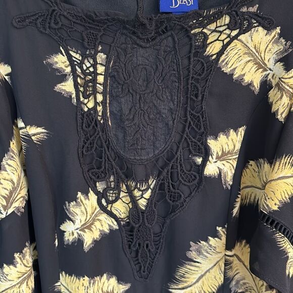 Disney Beauty and the Beast Cold Shoulder Dress Black Gold Size Small - Picture 6 of 13